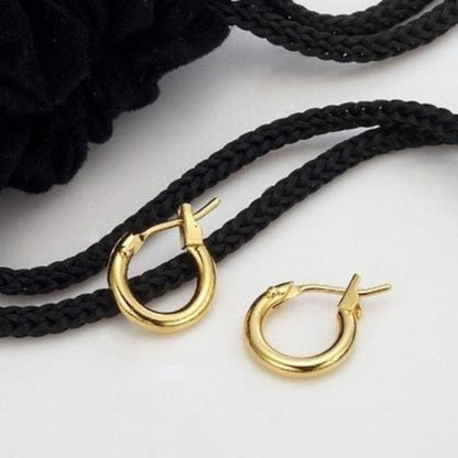 18ct Heavy Yellow Gold Plated 6mm (Babies) & 9mm (Children's) Hoop Earrings - USA Made-3