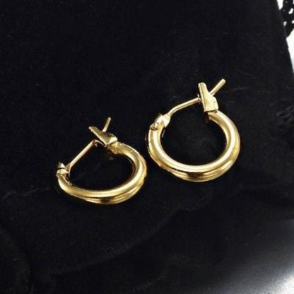 18ct Heavy Yellow Gold Plated 6mm (Babies) & 9mm (Children's) Hoop Earrings - USA Made-4