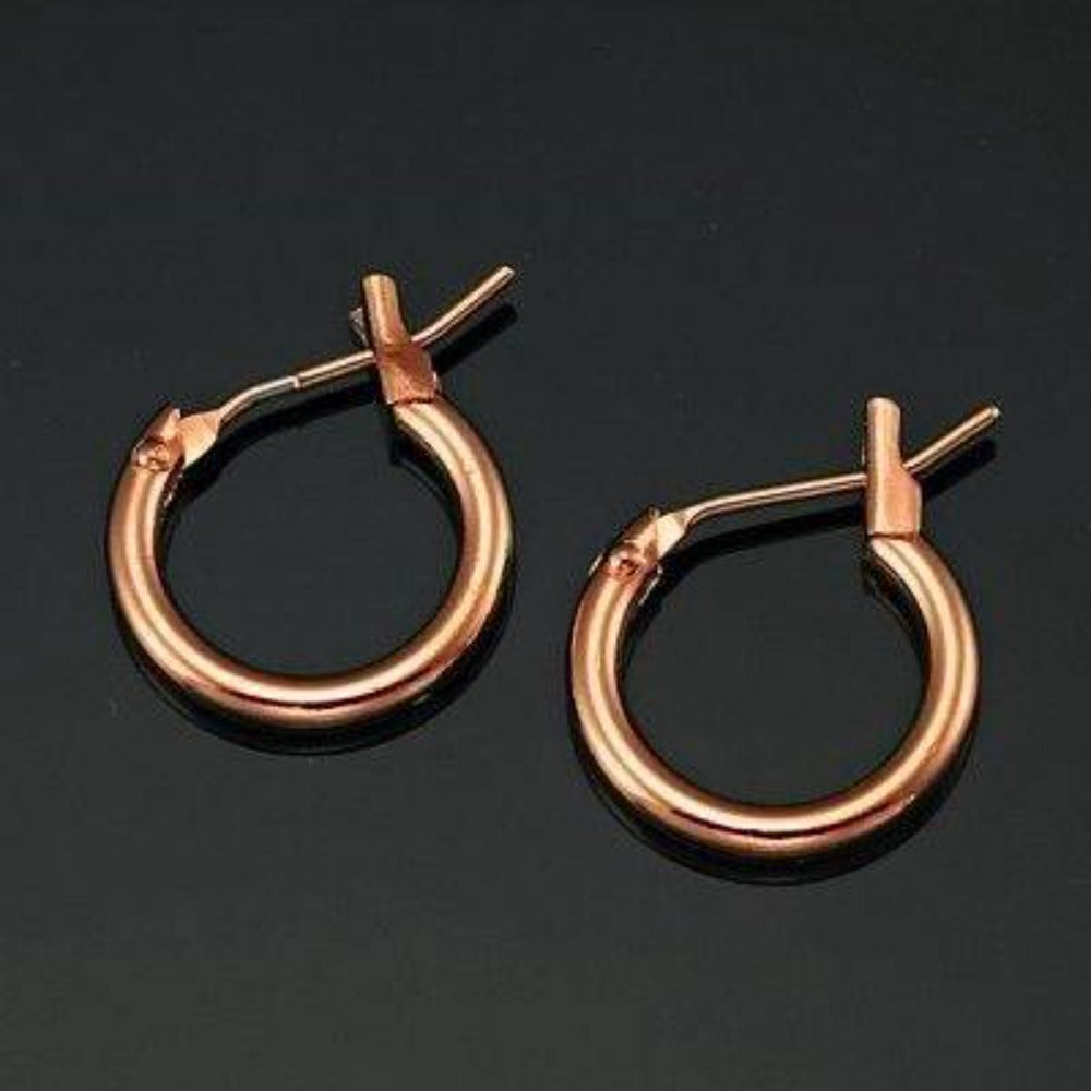 18ct Heavy Rose Gold Plated  6mm (Babies) & 9mm (Children's) Hoop Earrings - USA Made-3