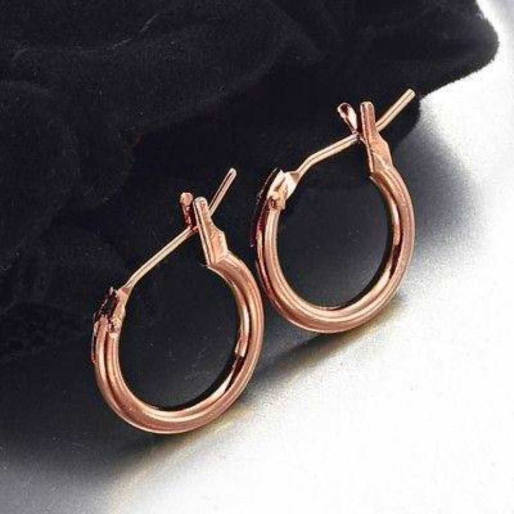 18ct Heavy Rose Gold Plated  6mm (Babies) & 9mm (Children's) Hoop Earrings - USA Made-1