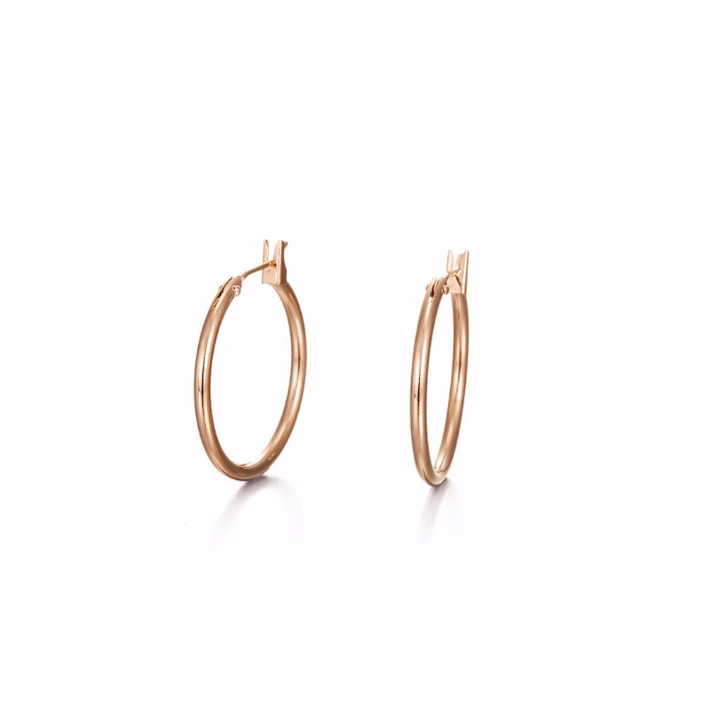18ct Heavy Rose Gold Plated Hoop Earrings - USA Made-0