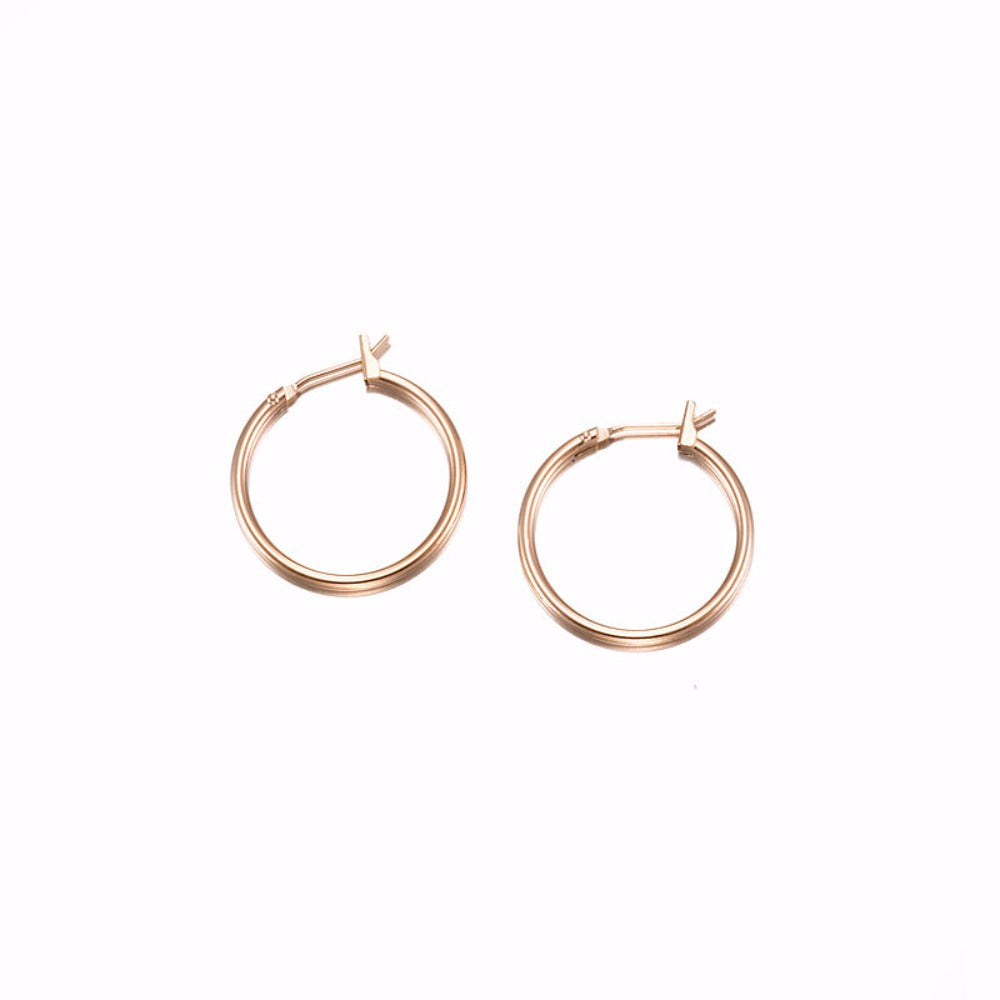 18ct Heavy Rose Gold Plated Hoop Earrings - USA Made-3