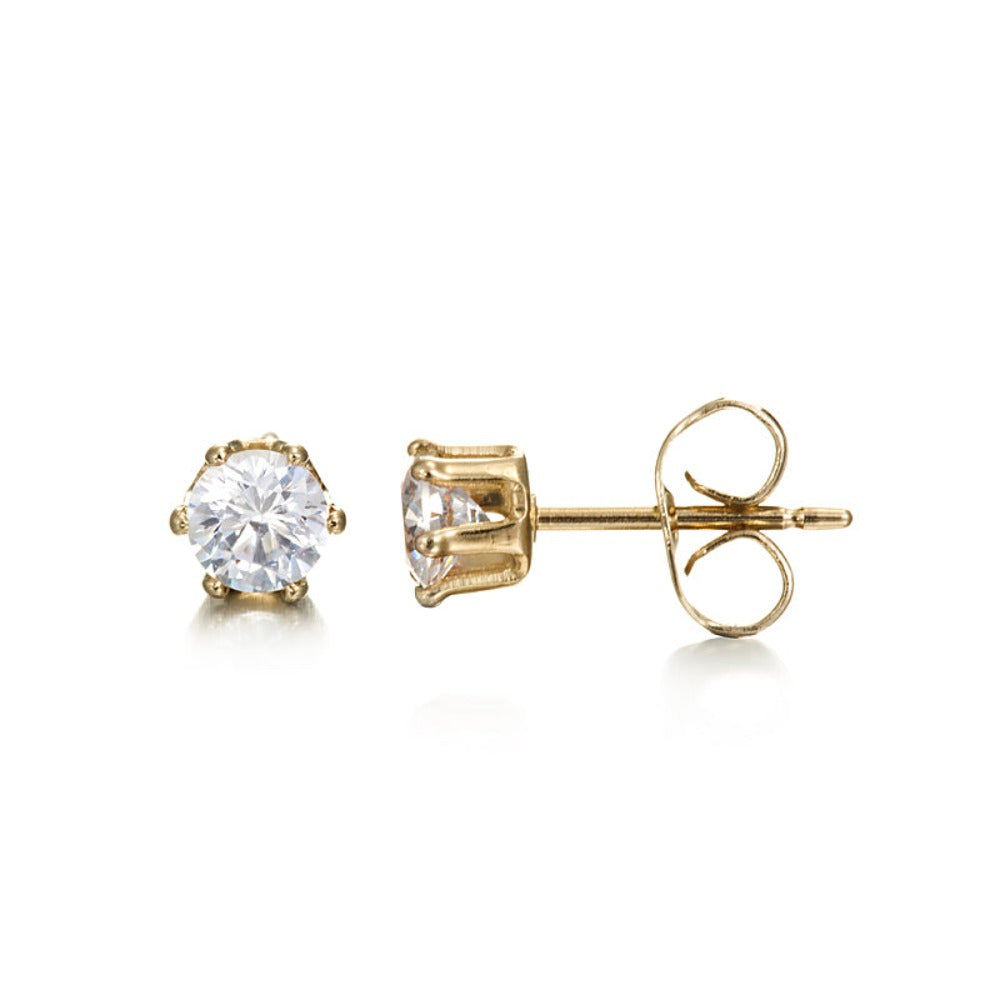 18ct Heavy Yellow Gold Plated Simulated Diamond Stud Earring-2