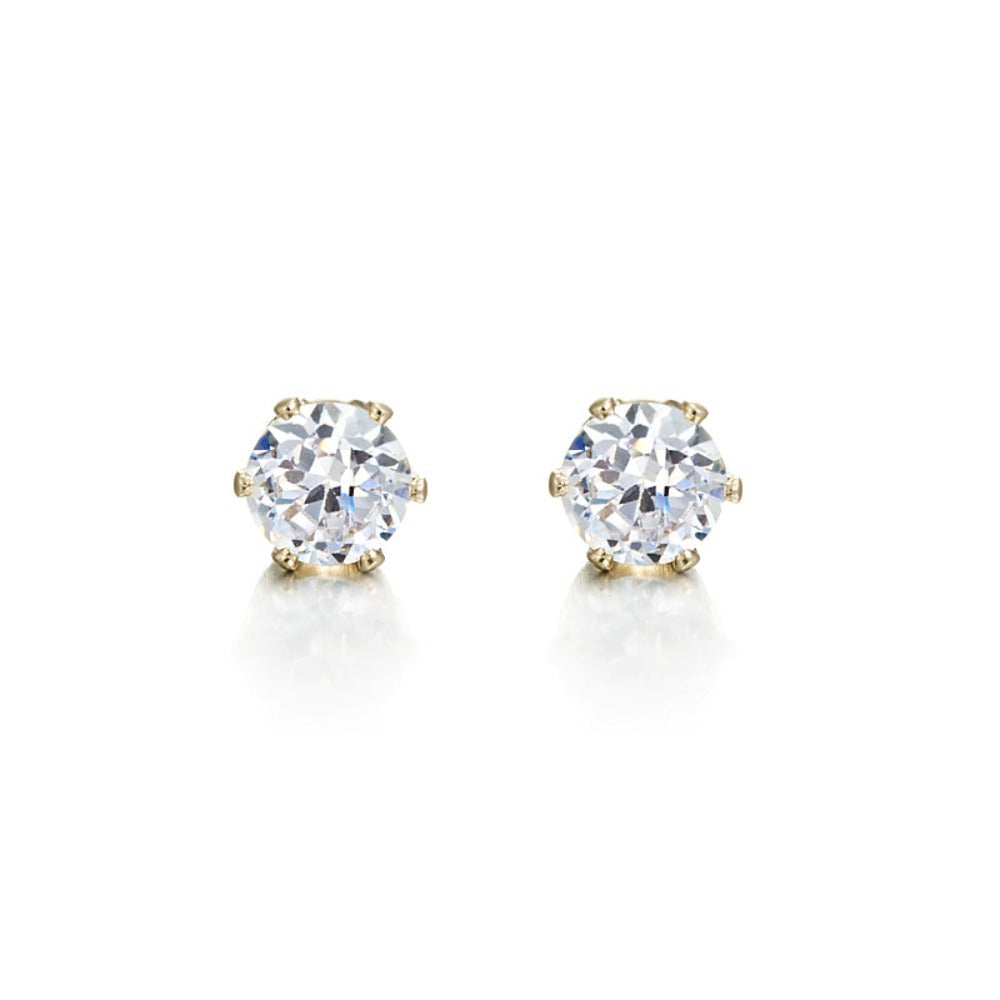 18ct Heavy Yellow Gold Plated & Simulated Diamond Stud Earring - USA Made-1