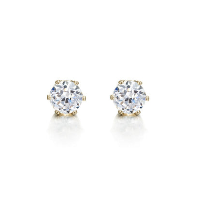 18ct Heavy Yellow Gold Plated & Simulated Diamond Stud Earring - USA Made-1