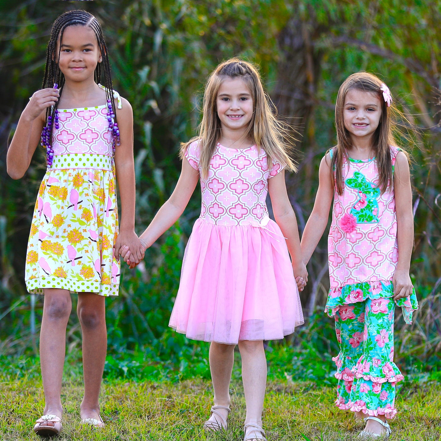 AnnLoren Girls Dress Pink Tulle & Pink Arabesque Party Dress-4