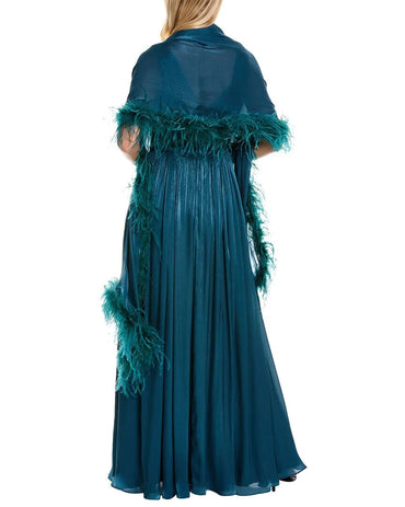 Badgley Mischka Feather Wrap Sequin Gown-1