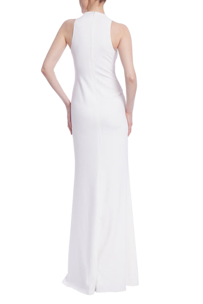 Badgley Mischka Sleeveless Crepe Embellished Broaches Deep V-Neck Silhouette Gown-2