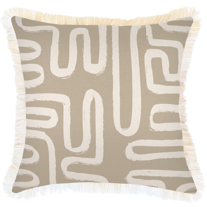 Cushion Cover-Coastal Fringe-Maze Taupe-45cm x 45cm