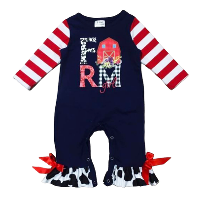 Baby Girls CowGirl Farmer Barn Romper Toddler Jumpsuit