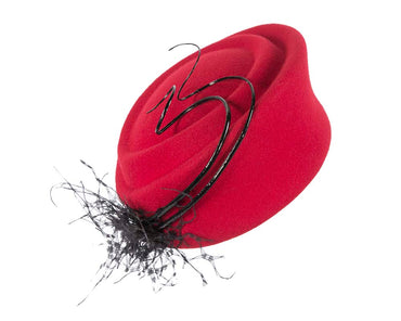 Large red winter felt pillbox hat for races buy online in Australia F572R-1