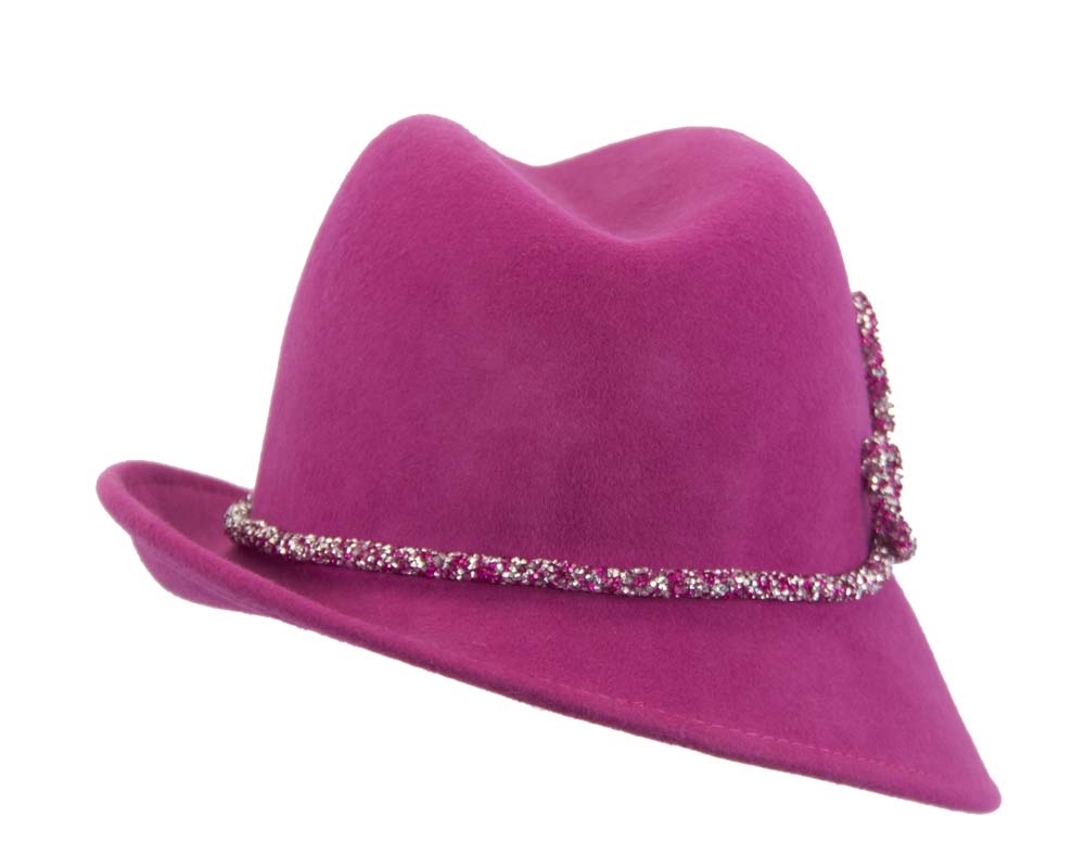 Designers fuchsia felt ladies fedora hat