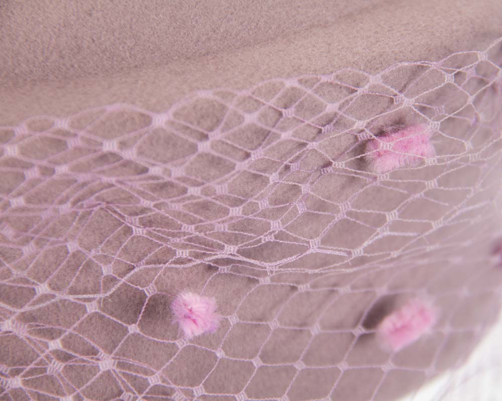Large dusty pink felt beret hat