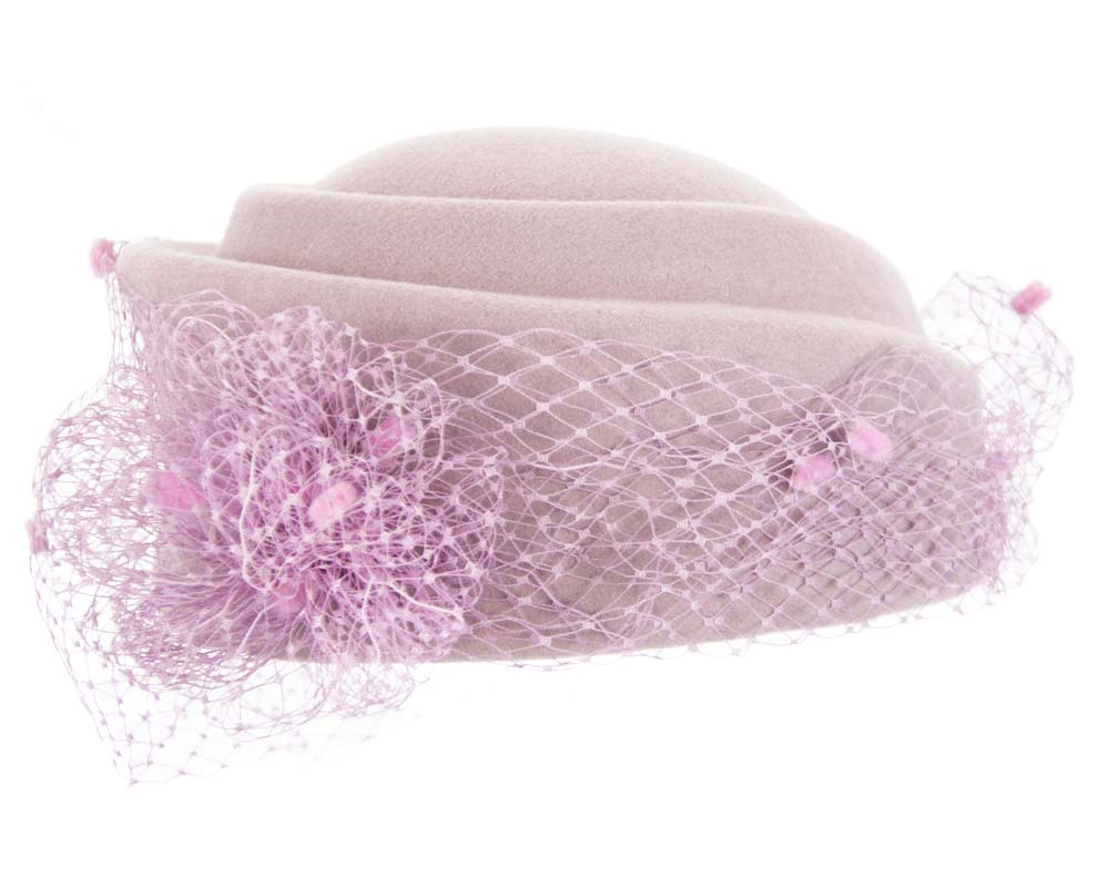Large dusty pink felt beret hat