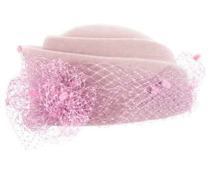 Large dusty pink felt beret hat