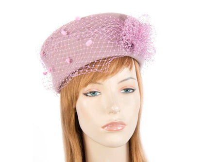 Large dusty pink felt beret hat
