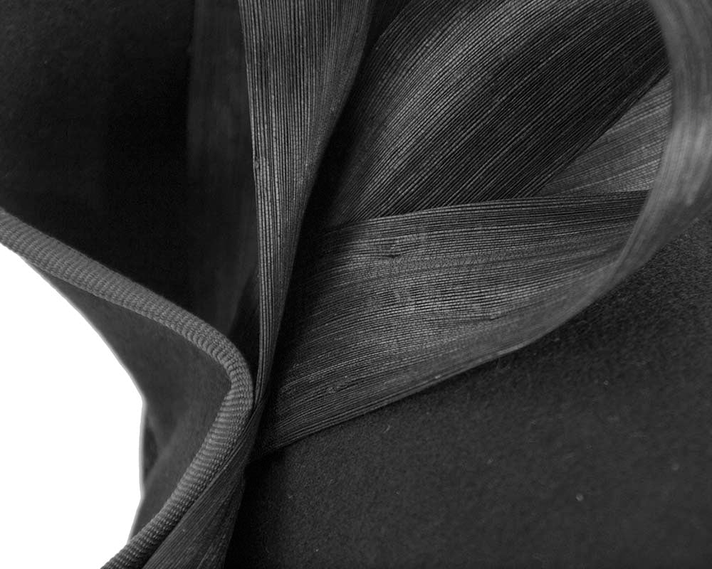 Twisted black felt fascinator by Fillies Collection-5
