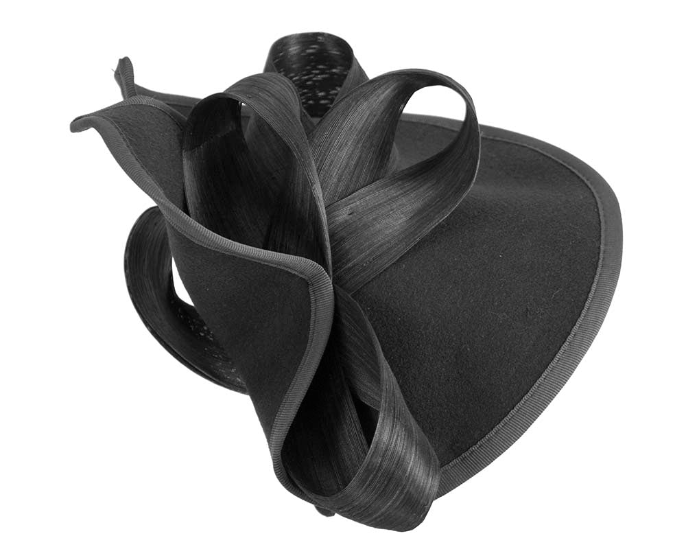Twisted black felt fascinator by Fillies Collection-4