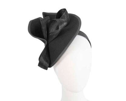 Twisted black felt fascinator by Fillies Collection-0