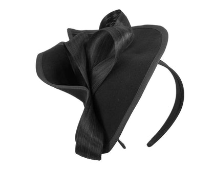 Twisted black felt fascinator by Fillies Collection-1
