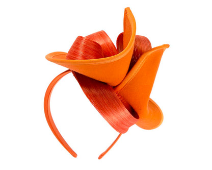 Twisted orange felt fascinator by Fillies Collection-3