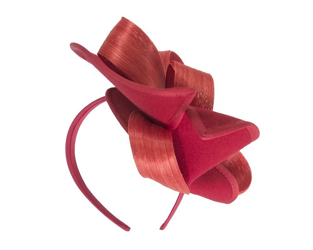 Twisted red & orange felt fascinator by Fillies Collection-5