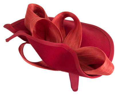 Twisted red & orange felt fascinator by Fillies Collection-3