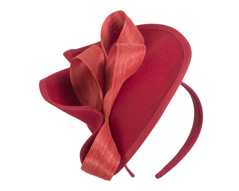 Twisted red & orange felt fascinator by Fillies Collection-1