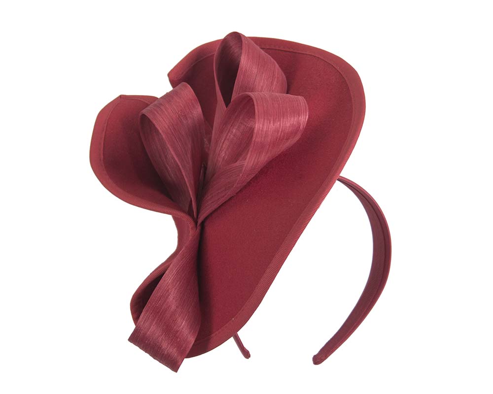 Twisted red felt fascinator by Fillies Collection