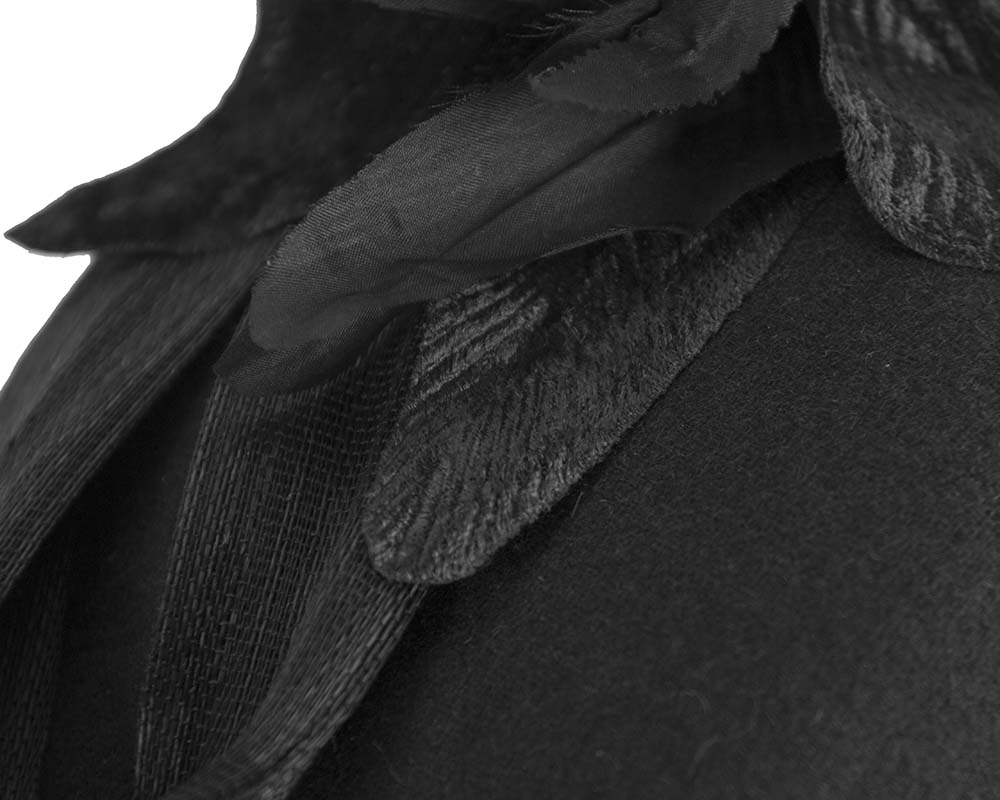 Tall black winter racing pillbox fascinator by Fillies Collection-5
