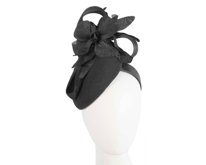 Tall black winter racing pillbox fascinator by Fillies Collection-0