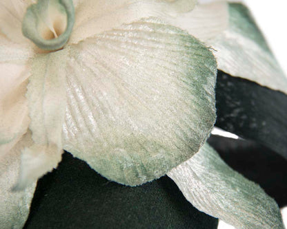 Tall green & cream winter racing pillbox fascinator by Fillies Collection-3