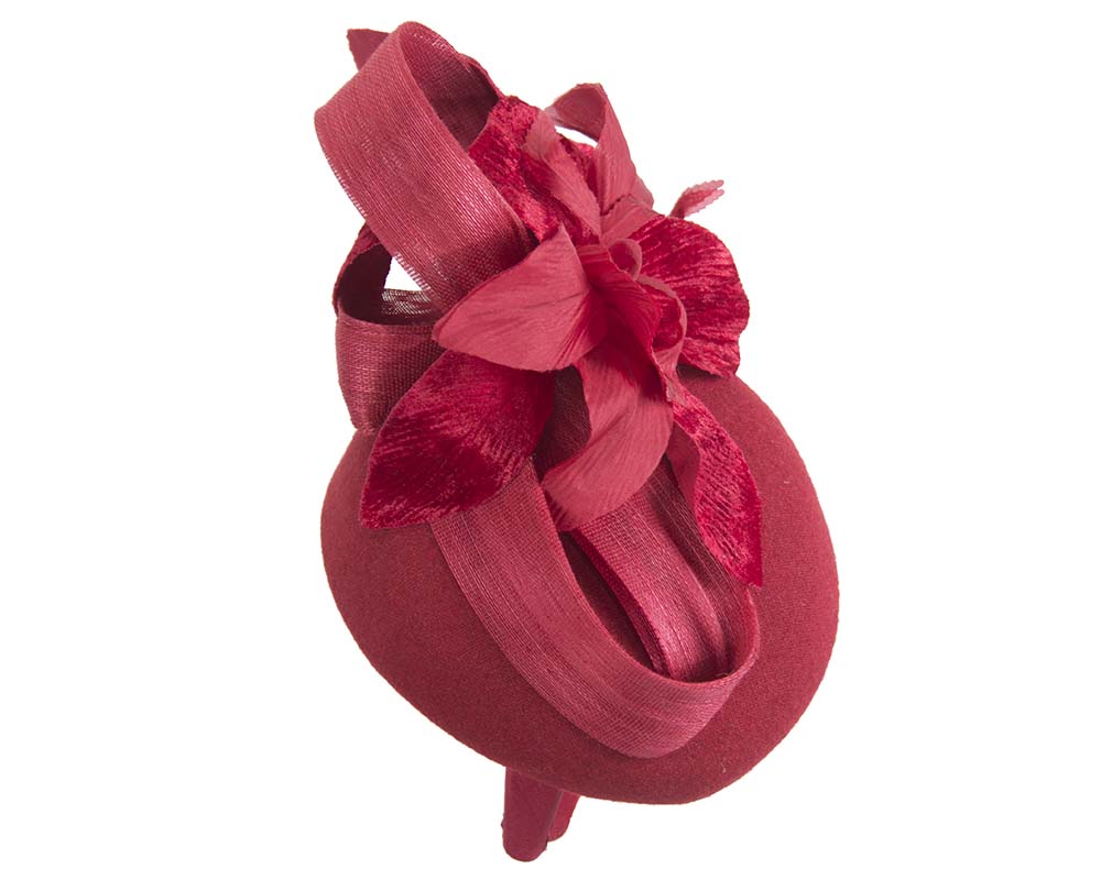 Tall red winter racing pillbox fascinator by Fillies Collection-5