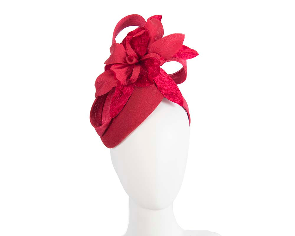 Tall red winter racing pillbox fascinator by Fillies Collection-0