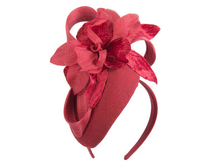 Tall red winter racing pillbox fascinator by Fillies Collection-1