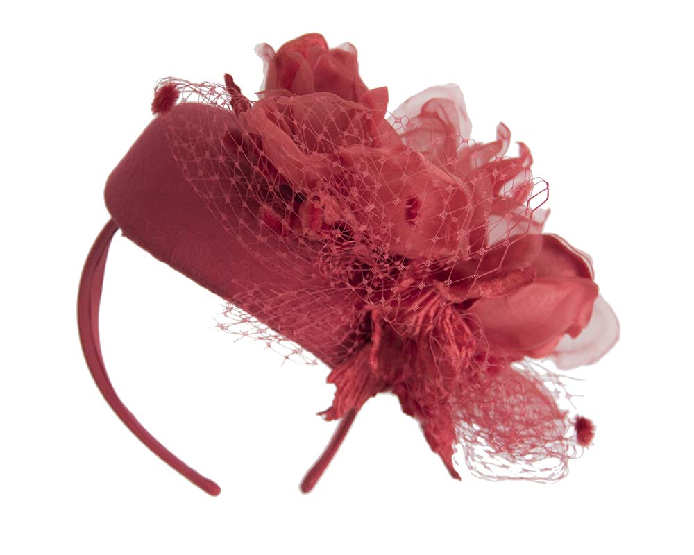 Red pillbox with large flower by Fillies Collection-4