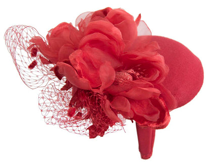 Red pillbox with large flower by Fillies Collection-5