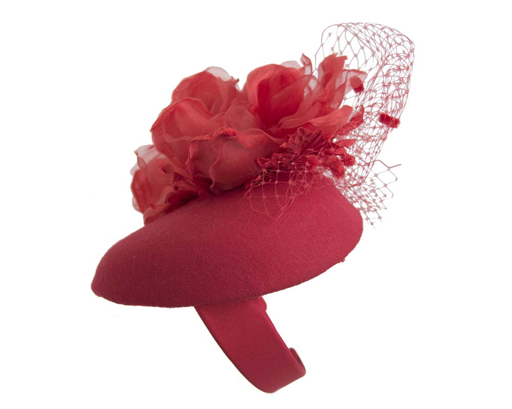 Red pillbox with large flower by Fillies Collection-2