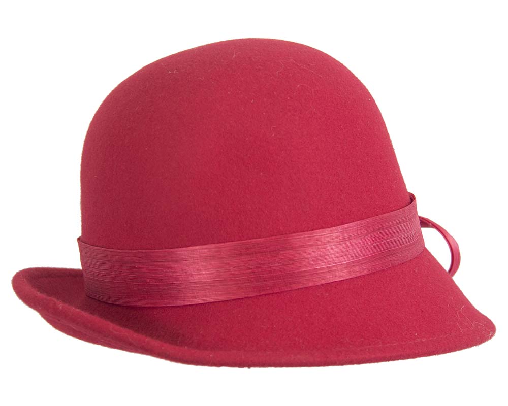 Red felt cloche hat with lace by Fillies Collection-2