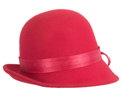 Red felt cloche hat with lace by Fillies Collection-2