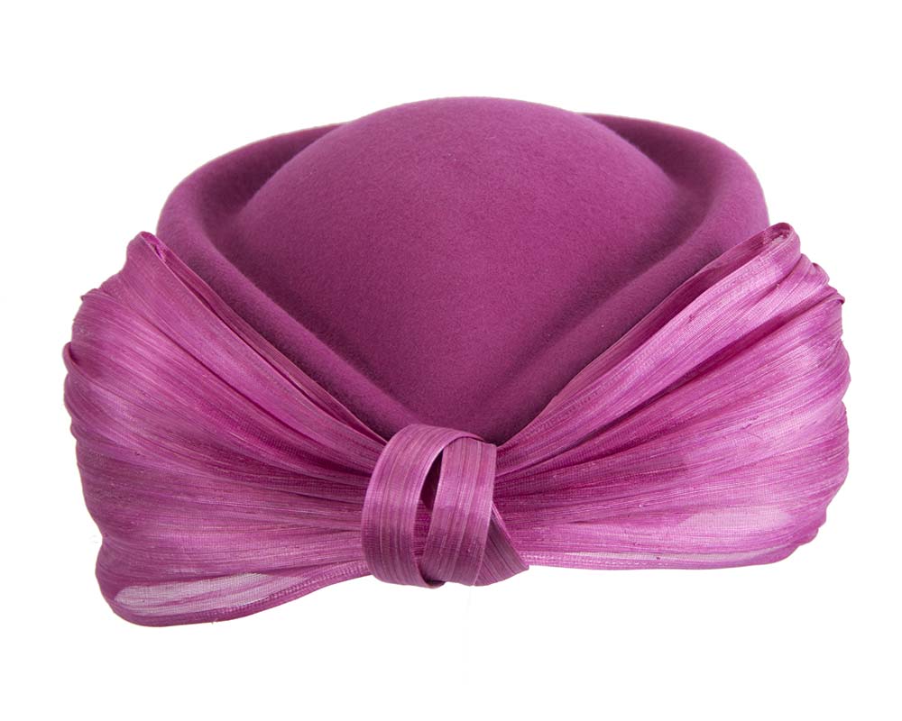 Fuchsia Jackie Onassis style felt beret by Fillies Collection-6