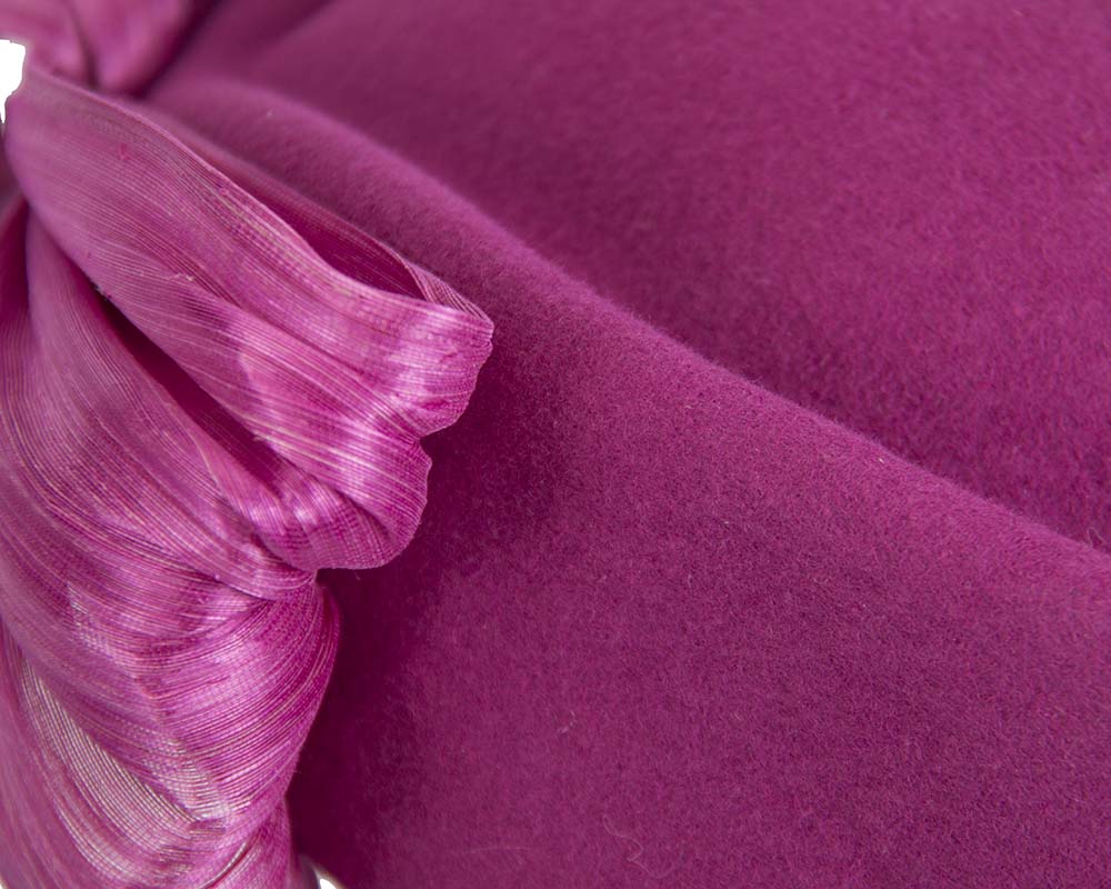 Fuchsia Jackie Onassis style felt beret by Fillies Collection-7