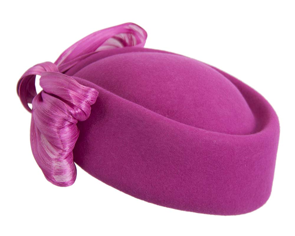 Fuchsia Jackie Onassis style felt beret by Fillies Collection-5