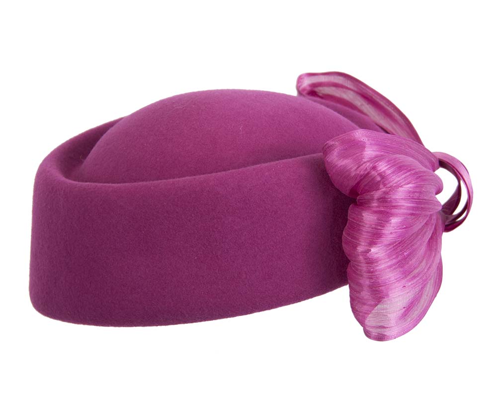 Fuchsia Jackie Onassis style felt beret by Fillies Collection-3