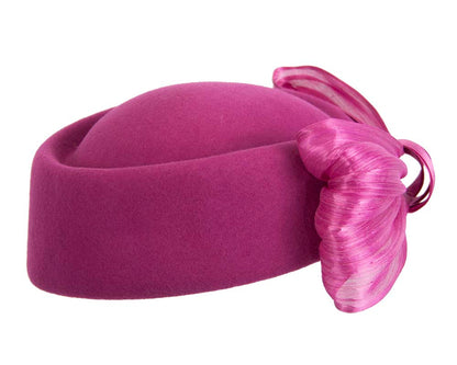 Fuchsia Jackie Onassis style felt beret by Fillies Collection-3