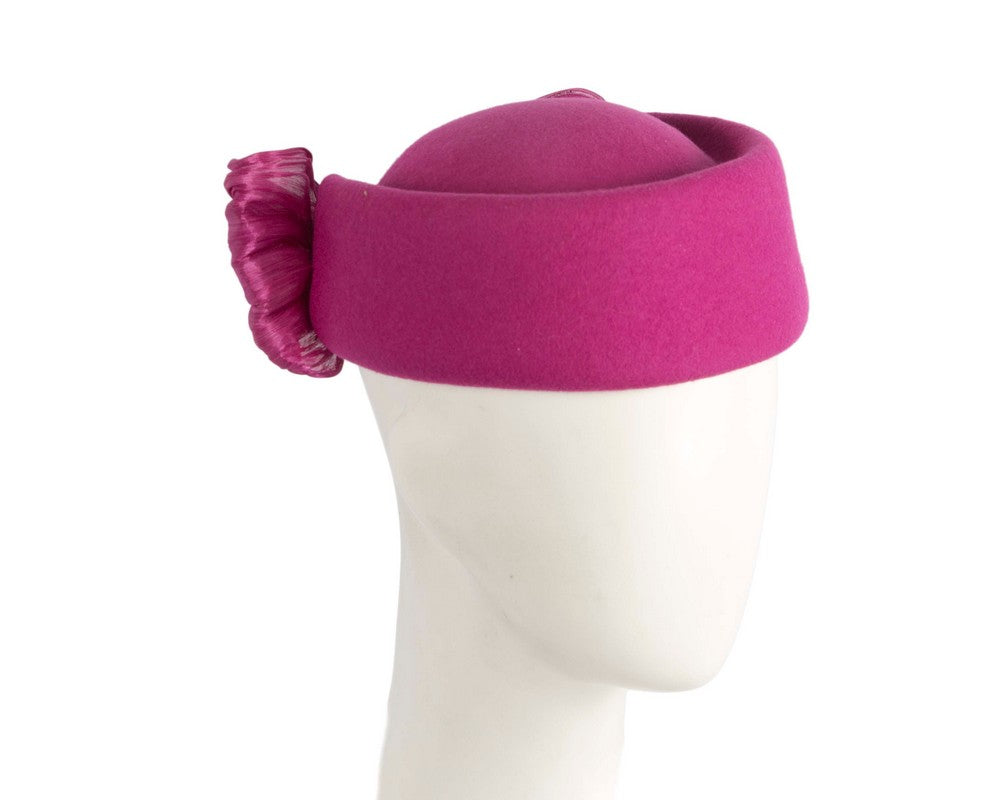 Fuchsia Jackie Onassis style felt beret by Fillies Collection-0