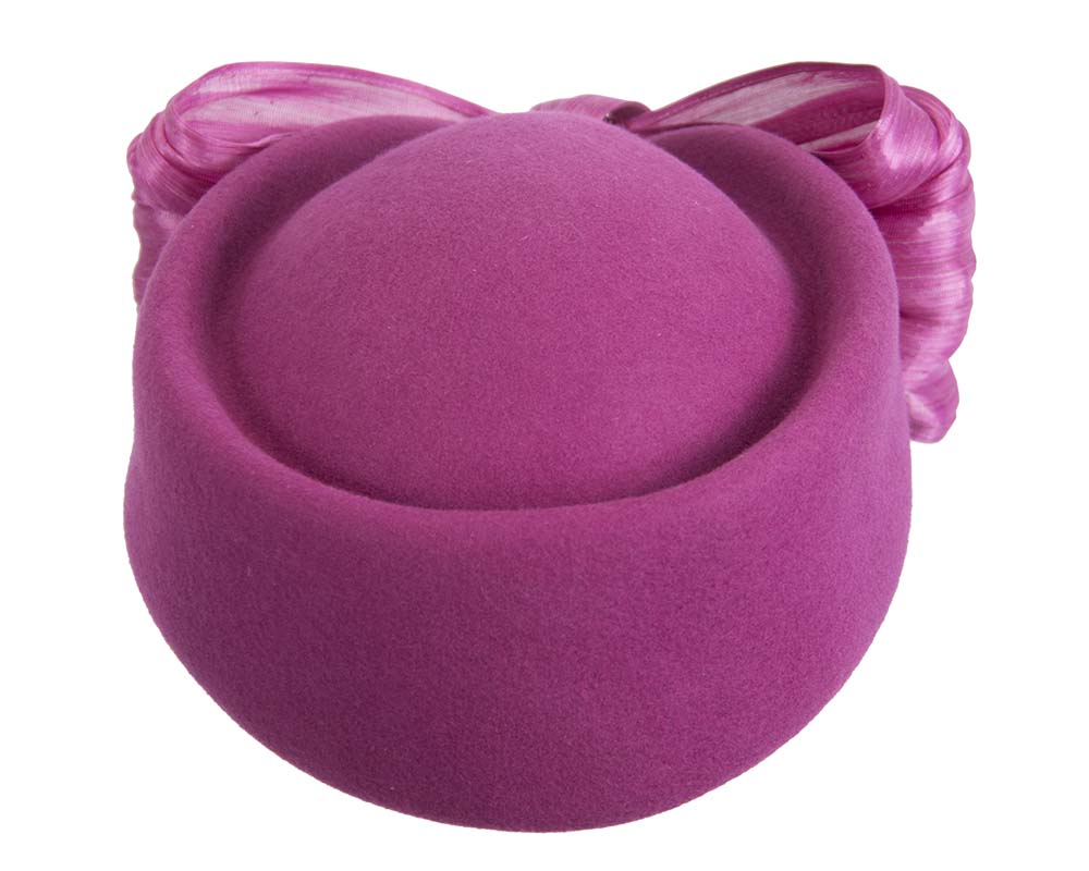 Fuchsia Jackie Onassis style felt beret by Fillies Collection-2