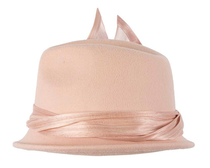 Beige ladies winter fashion felt fedora hat by Fillies Collection F660-3