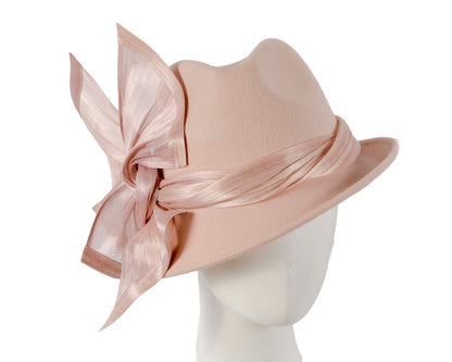 Beige ladies winter fashion felt fedora hat by Fillies Collection F660-0