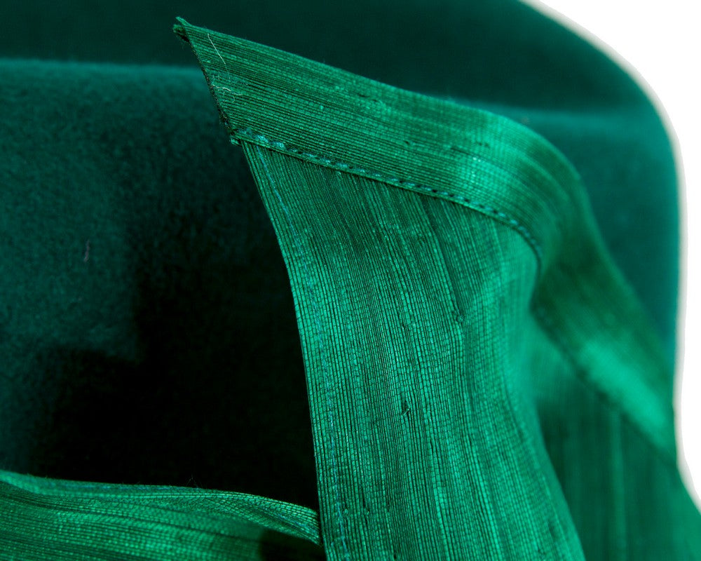 Green ladies winter fashion felt fedora hat by Fillies Collection F660-4